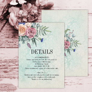 Informações Cartão de Gabinete de Detalhes do Casamento Floral