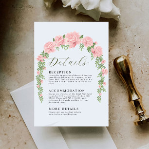Informações Cartão de Gabinete de Detalhes do Casamento Rosy B