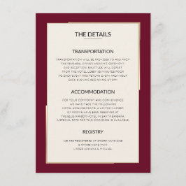 Informações Cartão de Gabinete de Detalhes do Casamento Simple