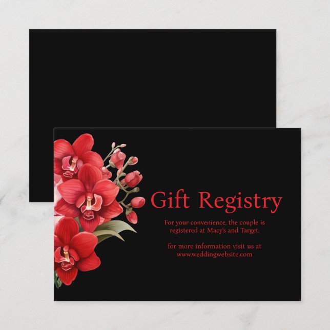 Informações Cartão de Gabinete de Registro de Casamento Red Or (Frente/Verso)