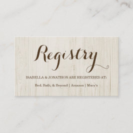 Informações Cartão de Gabinete de Registro do Gift