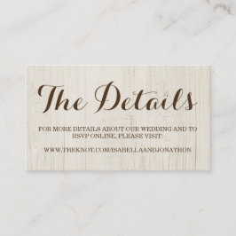 Informações Cartão de Gabinete de Site de Casamento