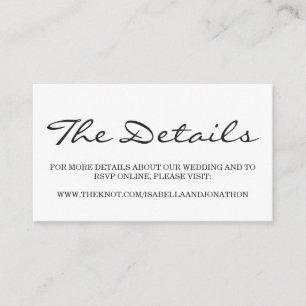 Informações Cartão de Gabinete de Site de Casamento