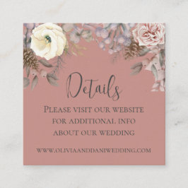Informações Cartão de Gabinete Detalhado de Casamento Romântic