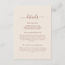 Informações Cartão de Gabinete Detalhado de Casamento Terracot