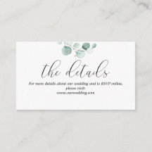 Cartão de Gabinete do Site de Detalhes do Casament