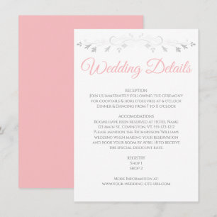 Informações Cartão de Gabinete Elegante de Detalhes de Casamen