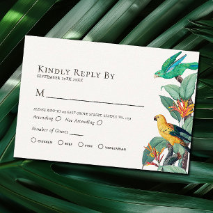 Informações Cartão de Gabinete RSVP de Casamento de Aves Tropi