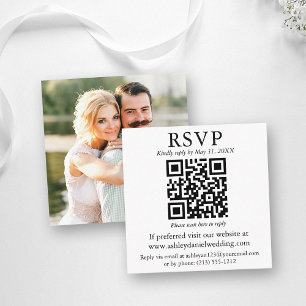 Informações Cartão de Gabinete RSVP de Casamento de Foto QR Mo