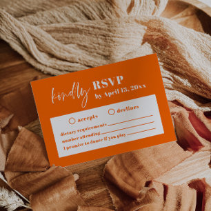 Informações Cartão de Gabinete RSVP de Casamento Laranja Moder