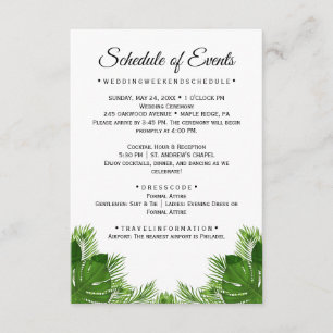 Informações Cartão de Horário de Casamento Wild Palm