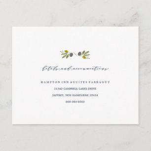 Informações Cartão de Hotel Boho de Ramo de Oliveira