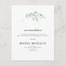 Cartão de Hotel de Casamento com Vegetação Luxuria