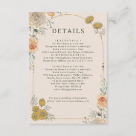 Informações Cartão de Inclusão de Casamento Floral Dourado Pas