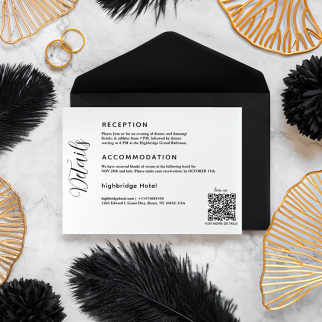 Informações Cartão de Inclusão de Detalhes de Casamento com Có (Wedding Details Card)