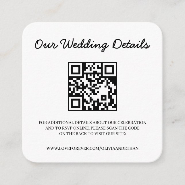 Informações Cartão de Inclusão de Site de Casamento com QR Cod (Frente)