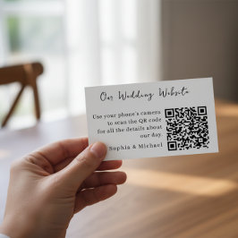 Informações Cartão de Inclusão de Site de Casamento QR Minimal