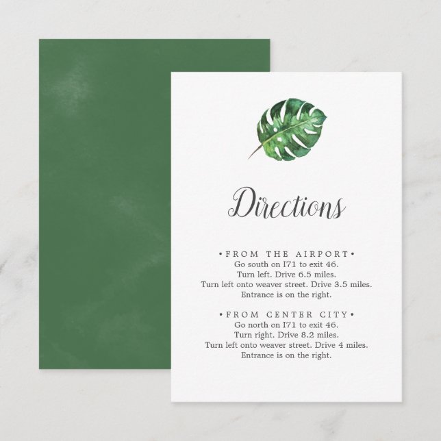 Informações Cartão de Instruções de Palma Tropical Selvagem (Frente/Verso)