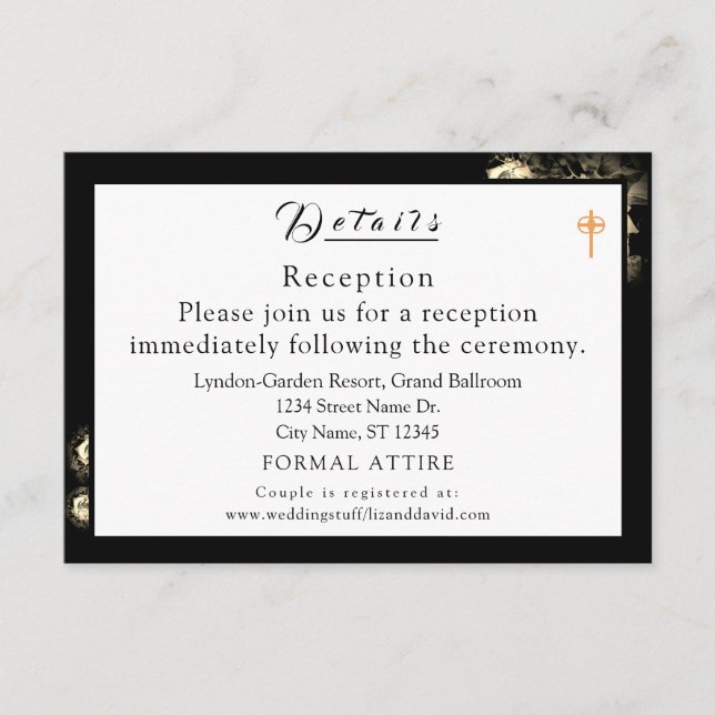 Informações Cartão de Invólucro Católico de Casamento Elegante (Frente)