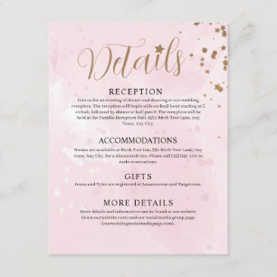 Informações Cartão de Invólucro de Casamento de Aquarela Rosa