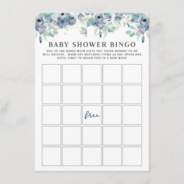 Informações Cartão de Jogo Floral de Chá de fraldas Floral Azu (Frente)