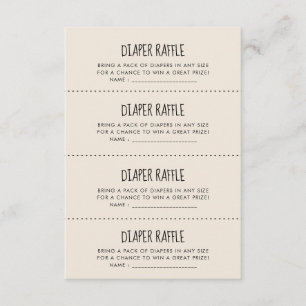 Informações Cartão de jogo Raffle, Fralda moderna, bonito