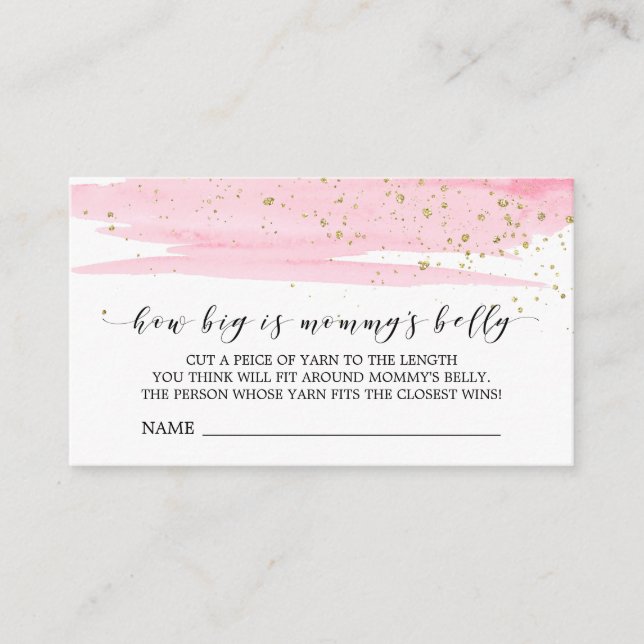 Informações Cartão de Jogo Rosa Aquarela Quão Grande Está a Ba (Frente)