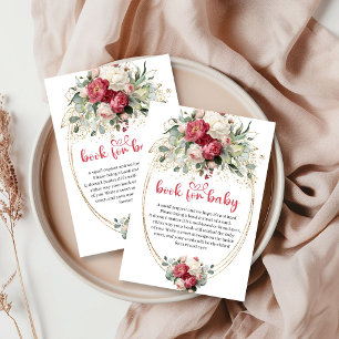 Informações Cartão de Livro Floral Dourado Boêmio Vermelho Bor