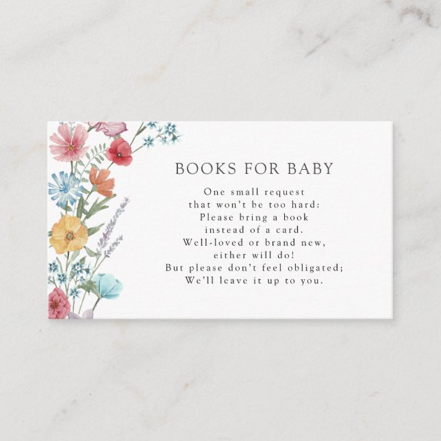 Informações Cartão de Livros de Flores Silvestres para Bebê (Frente)