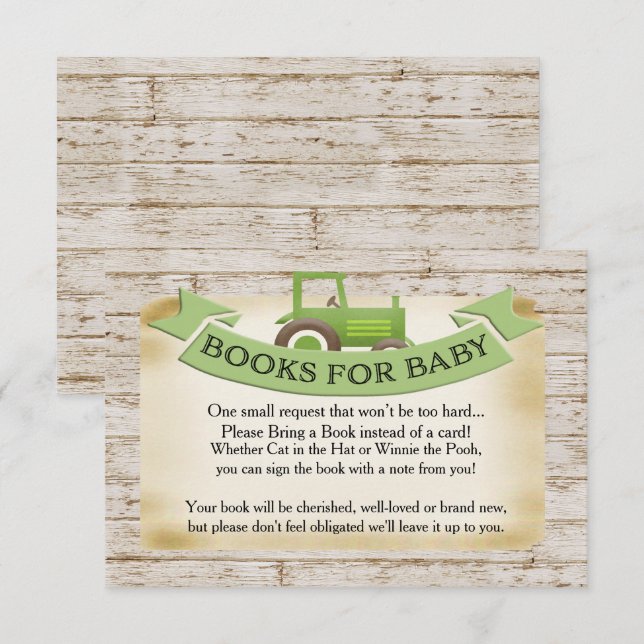 Informações Cartão de Livros Green Tractor para Bebê (Frente/Verso)
