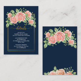 Informações Cartão de marinho Azul Dourado Blush Floral Casame