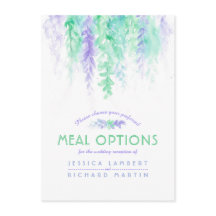Cartão de opções de refeição em cascata de flor ve