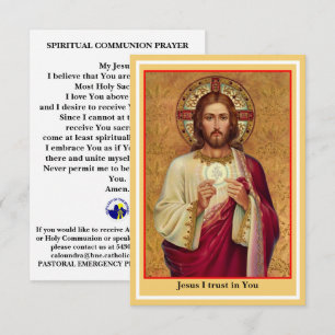 Informações Cartão de Oração de Comunhão Espiritual Católica