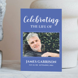 Informações Cartão de Oração Funeral Elegante Branco Azul com 