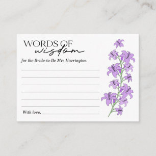 Informações Cartão de Palavras de Sabedoria para Chá de Noiva 