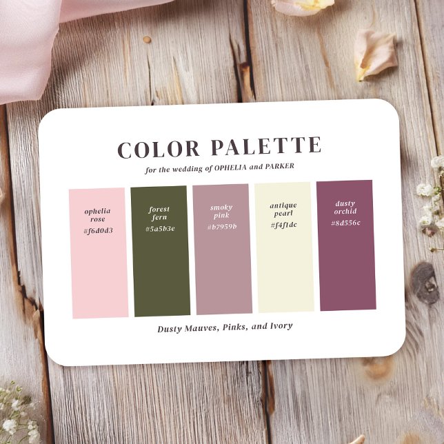 Informações Cartão de Paleta de Cores de Casamento Rosa Marrom (Say "I DO" to a wedding color palette that is romantic, elegant, and vintage inspired.
)