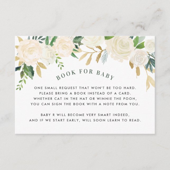 Informações Cartão de Pedido de Chuveiro Floral Verde para Beb (Frente)