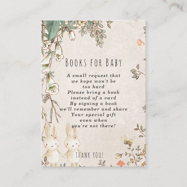 Informações Cartão de pedido de coelho de gêmeas para livros d (Frente)