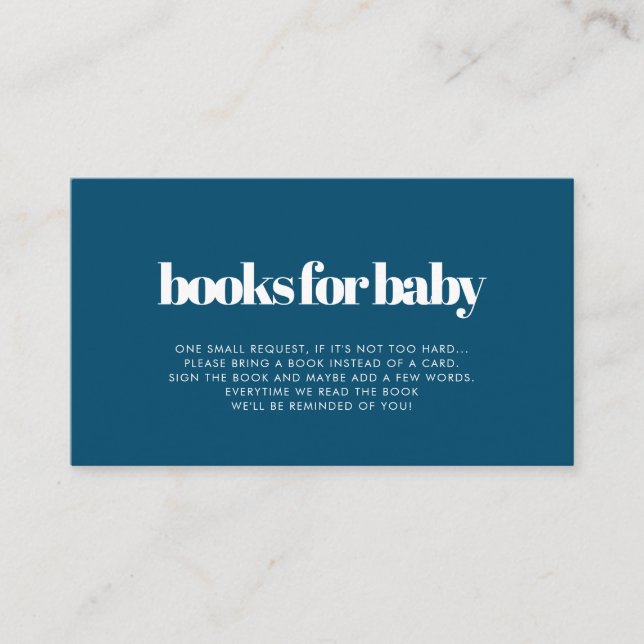Informações Cartão de pedido de livro de baby shower minimalis (Frente)