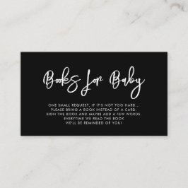 Informações cartão de pedido de livro de baby shower preto con