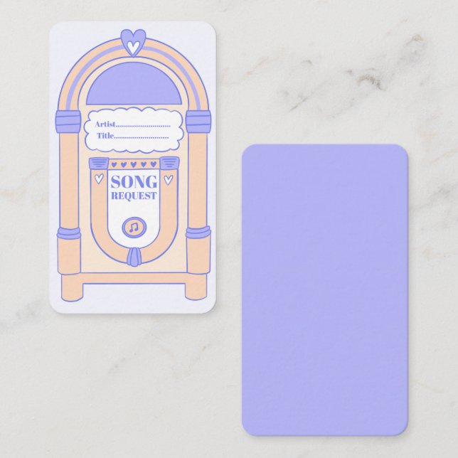 Informações Cartão de Pedido de Música para Jukebox de Festa R (Frente/Verso)