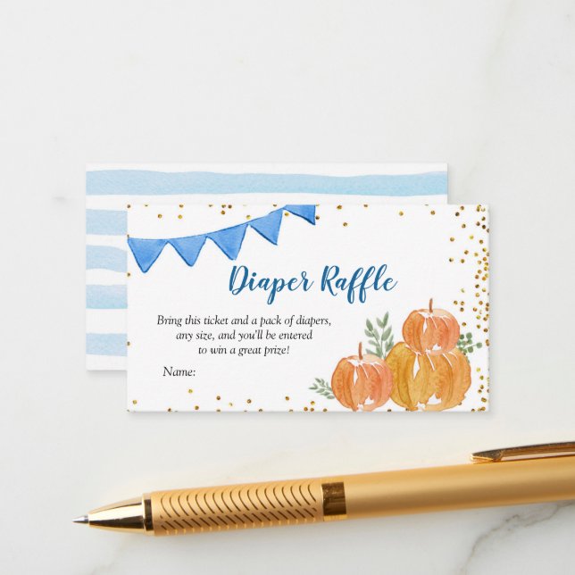 Informações Cartão de Raffle para Fralda Pumpkin Azul (Frente/Verso In Situ)