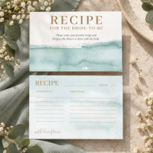 Cartão de Receita Aquarela Verde Azul e Dourado pa