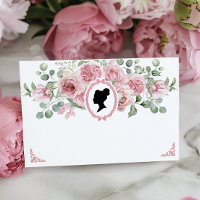 Cartão de Receita de Chá de Noiva Floral Rosa Vint