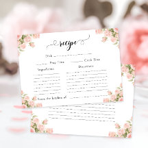 Cartão de Receita de Chuveiro de Noiva Floral Rosa