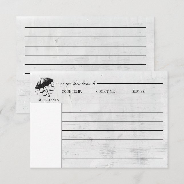 Informações Cartão de Receita de Guarda-chuva de Banho (Frente/Verso)