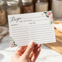 Cartão de Receita de Noiva para Ser Rosa Floral