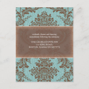 Informações Cartão de recepção Blue Elegant Damask