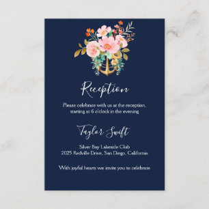 Informações Cartão de Recepção de Casamento Âncora Floral Mari