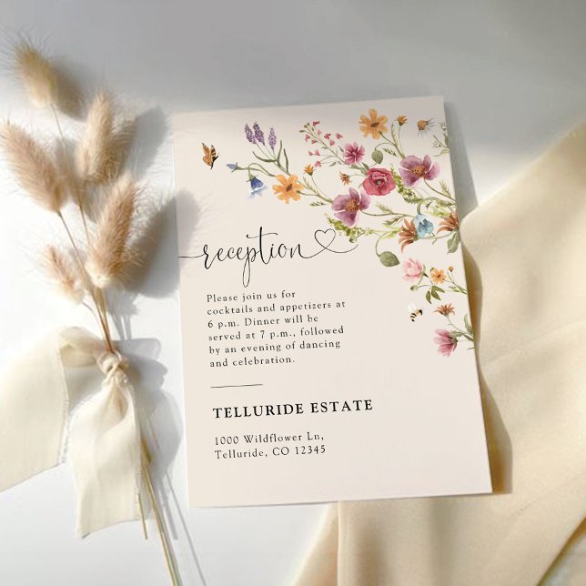 Informações Cartão de Recepção de casamento Boho Wildflower (Criador carregado)